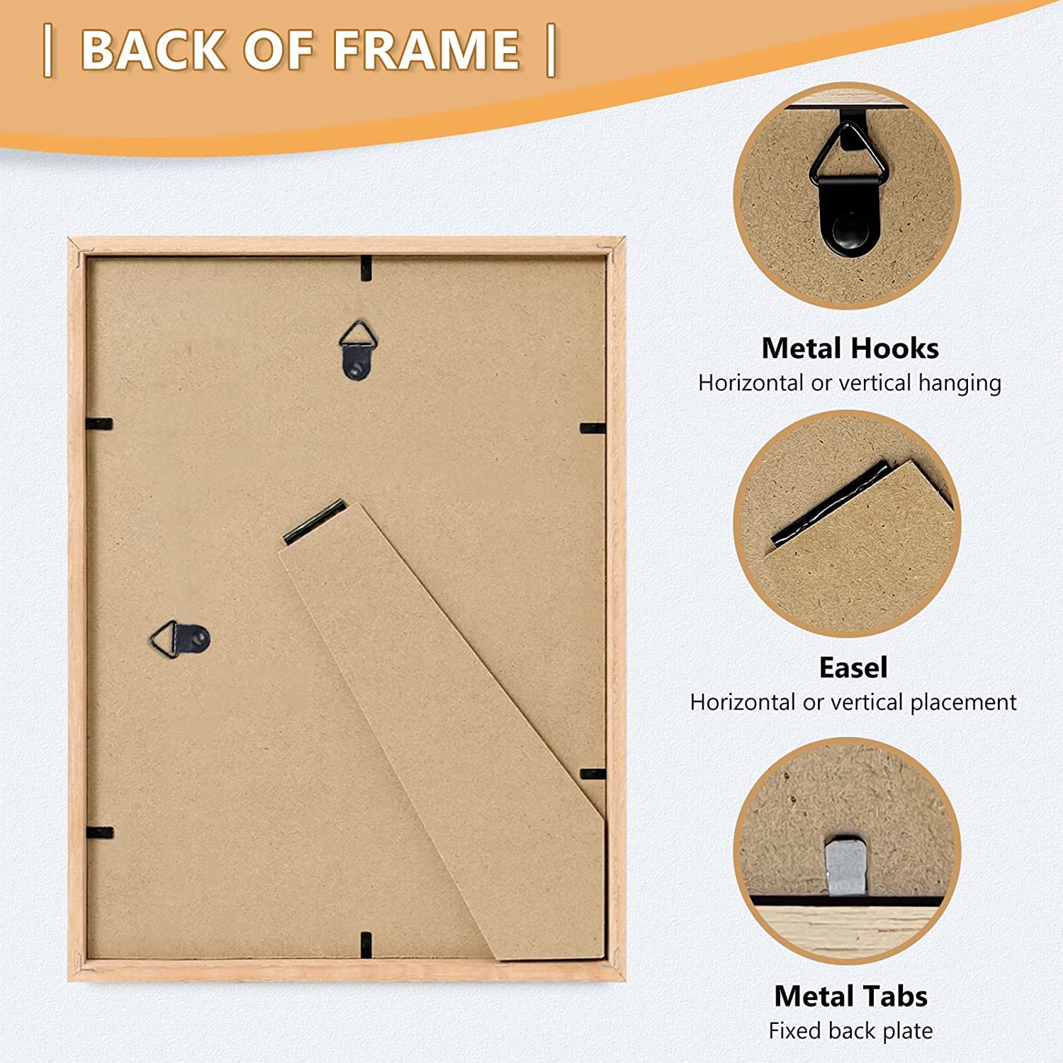 ATOBART 8x10 Set of 4 OAK Wood Picture Frame Solid Wooden Photo Frame Natural Wood Color Frames with Real Glass for Wall Mountin